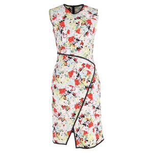 Erdem Josette Knee-Length Floral Print  Wrap-Effect Dress in Multicolor Viscose
